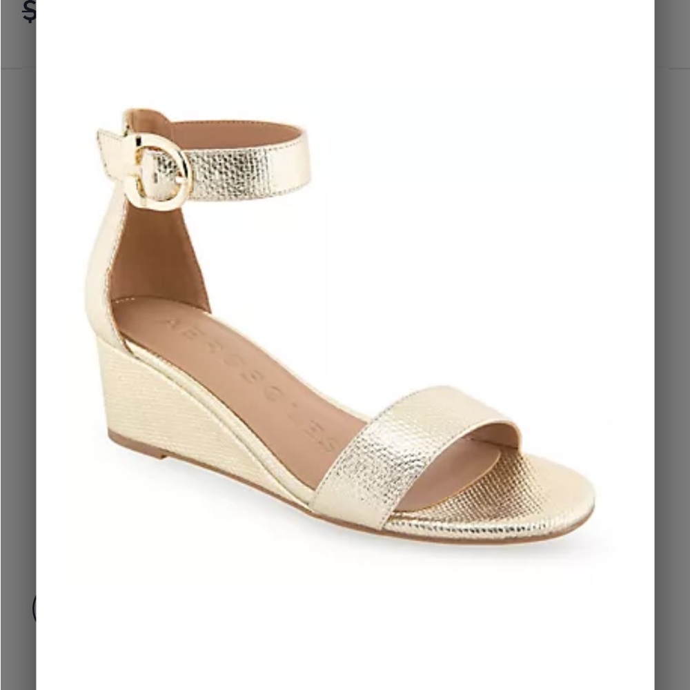 AEROSOLES Metallic Gold Wedge Sandals